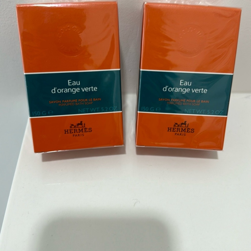 2 Hermès Eau d'Orange Verte Soap Set